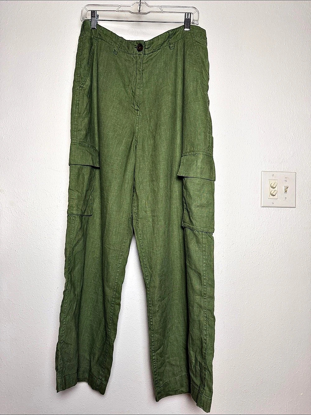 FatFace Demi Linen Cargo Trousers Green